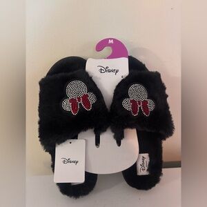 Disney Black Fuzzy Slippers